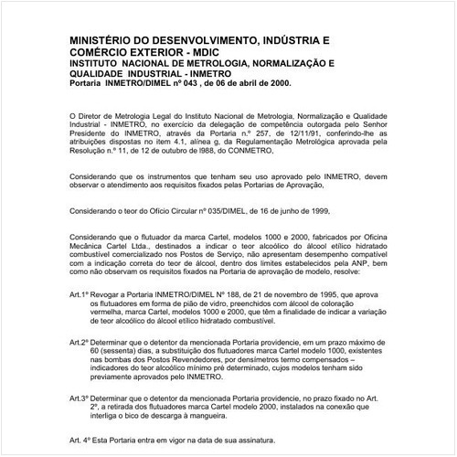 Portaria DIMEL/INMETRO 43:2000 - Situação: Revisto
