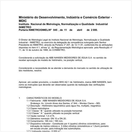 Portaria DIMEL/INMETRO 45:2000 - Situação: Revisto