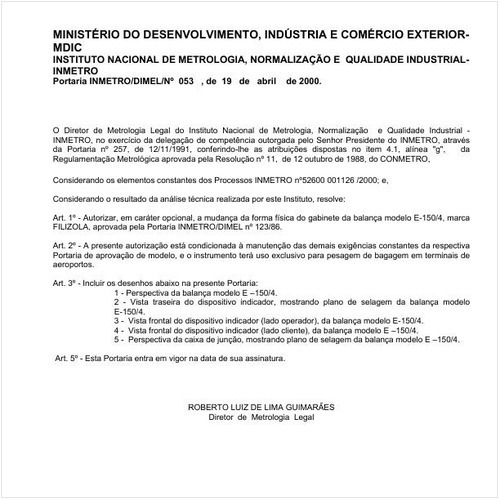 Portaria DIMEL/INMETRO 53:2000 - Situação: Em vigor