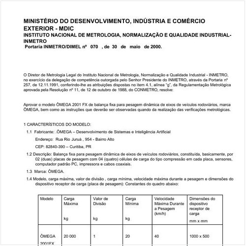 Portaria DIMEL/INMETRO 70:2000 - Situação: Em vigor