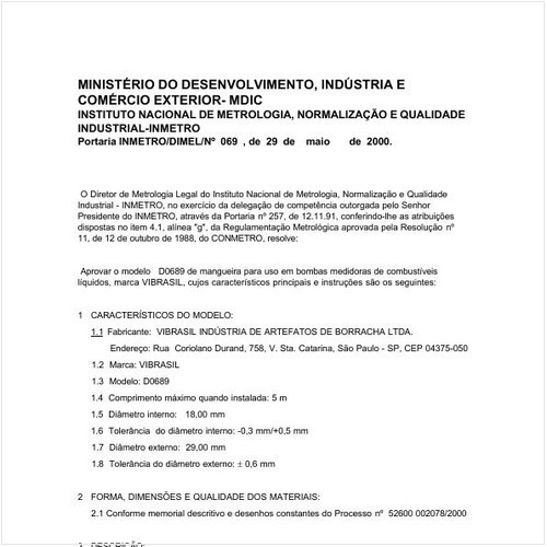 Portaria DIMEL/INMETRO 69:2000 - Situação: Em vigor