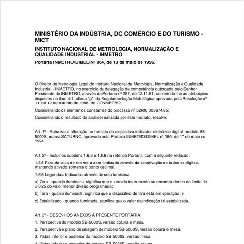 Portaria DIMEL/INMETRO 64:1996 - Situação: Revisto
