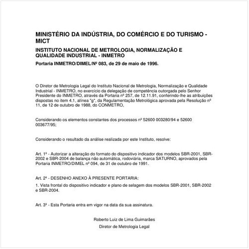 Portaria DIMEL/INMETRO 83:1996 - Situação: Revisto