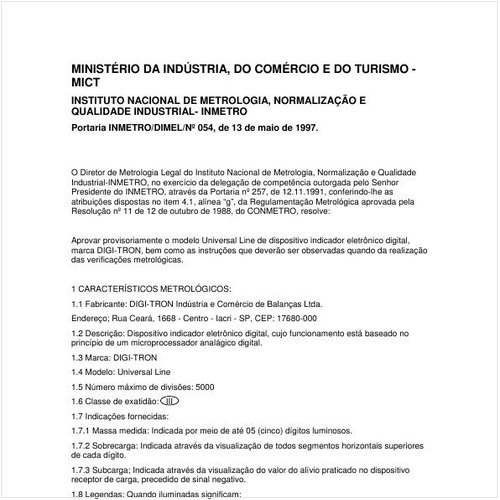 Portaria DIMEL/INMETRO 54:1997 - Situação: Revisto
