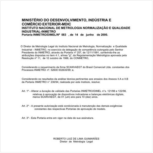 Portaria DIMEL/INMETRO 83:2000 - Situação: Em vigor