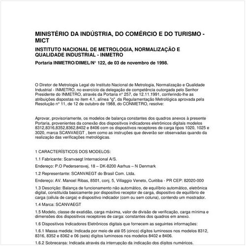 Portaria DIMEL/INMETRO 122:1998 - Situação: Revisto