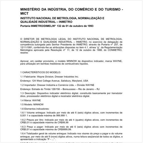Portaria DIMEL/INMETRO 132:1993 - Situação: Revisto