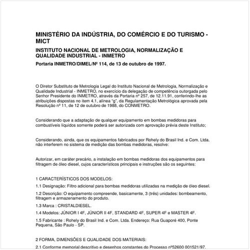 Portaria DIMEL/INMETRO 114:1997 - Situação: Revogado