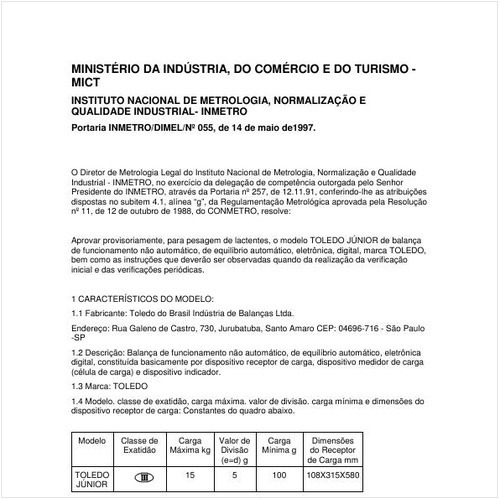 Portaria DIMEL/INMETRO 55:1997 - Situação: Revisto