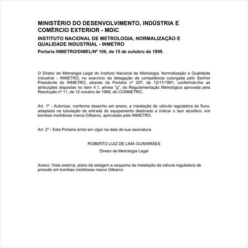 Portaria DIMEL/INMETRO 106:1999 - Situação: Em vigor