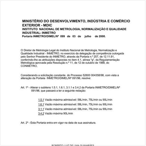 Portaria DIMEL/INMETRO 99:2000 - Situação: Em vigor