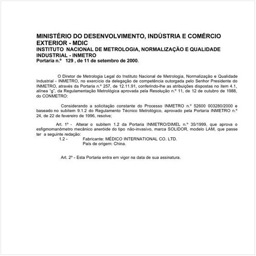 Portaria DIMEL/INMETRO 129:2000 - Situação: Revogado