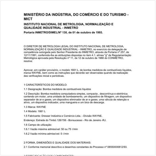 Portaria DIMEL/INMETRO 130:1993 - Situação: Revisto