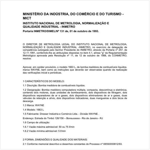 Portaria DIMEL/INMETRO 131:1993 - Situação: Revisto
