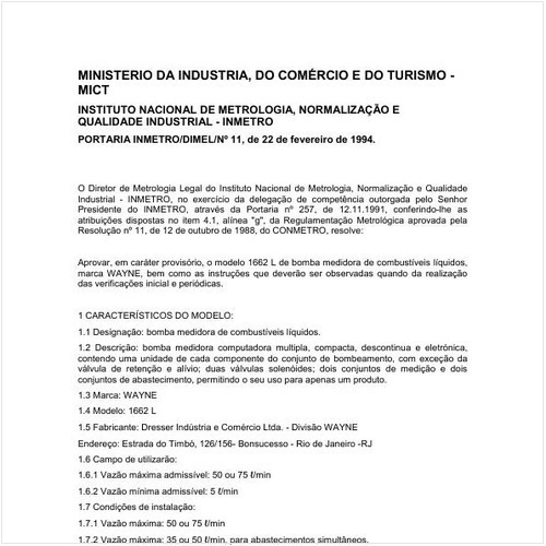 Portaria DIMEL/INMETRO 11:1994 - Situação: Revisto