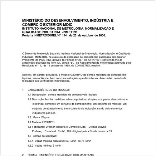 Portaria DIMEL/INMETRO 144:2000 - Situação: Revisto