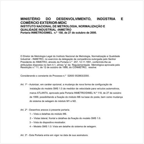 Portaria DIMEL/INMETRO 150:2000 - Situação: Em vigor