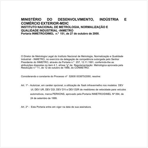 Portaria DIMEL/INMETRO 151:2000 - Situação: Em vigor