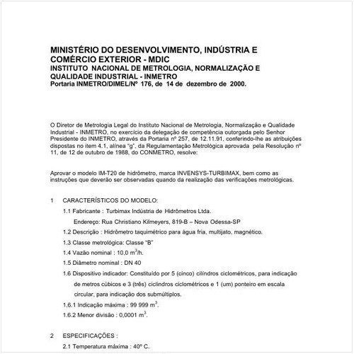 Portaria DIMEL/INMETRO 176:2000 - Situação: Revisto