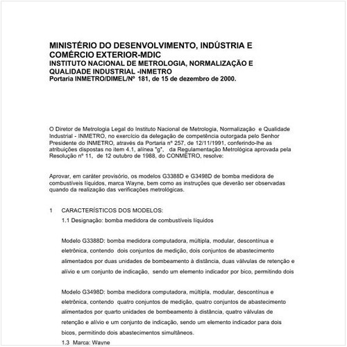 Portaria DIMEL/INMETRO 181:2000 - Situação: Revisto