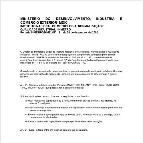 Portaria DIMEL/INMETRO 191:2000 - Situação: Revogado