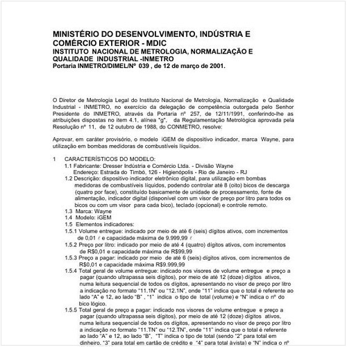 Portaria DIMEL/INMETRO 39:2001 - Situação: Revisto