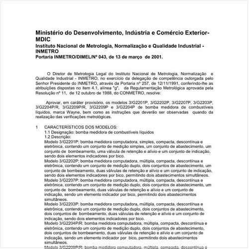 Portaria DIMEL/INMETRO 43:2001 - Situação: Revisto