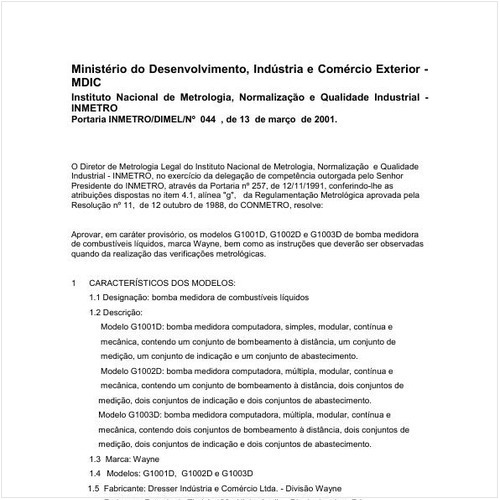 Portaria DIMEL/INMETRO 44:2001 - Situação: Revisto