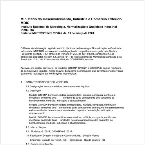 Portaria DIMEL/INMETRO 45:2001 - Situação: Revisto