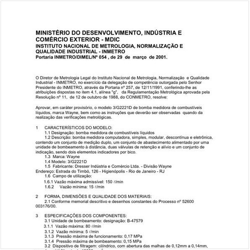 Portaria DIMEL/INMETRO 54:2001 - Situação: Revisto