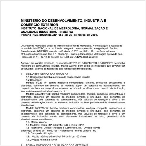 Portaria DIMEL/INMETRO 55:2001 - Situação: Revisto