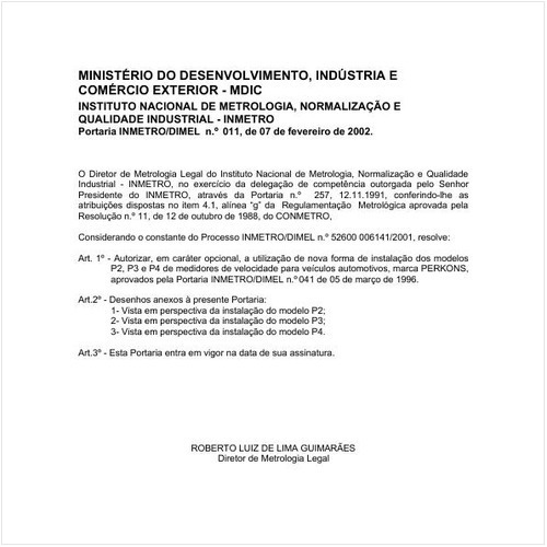 Portaria DIMEL/INMETRO 11:2002 - Situação: Em vigor