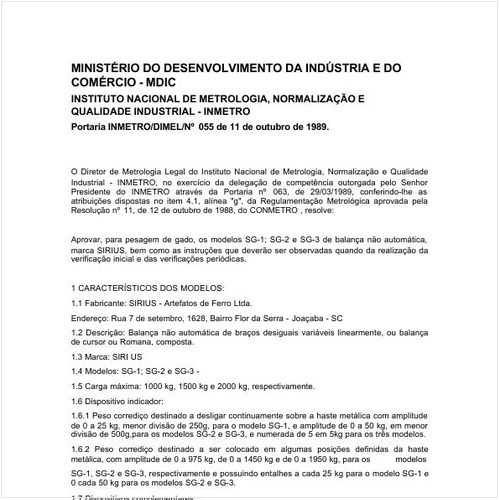 Portaria DIMEL/INMETRO 55:1989 - Situação: Em vigor
