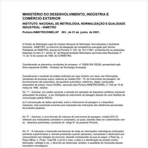 Portaria DIMEL/INMETRO 83:2001 - Situação: Revisto