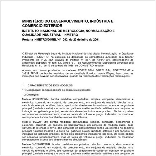 Portaria DIMEL/INMETRO 92:2001 - Situação: Revisto
