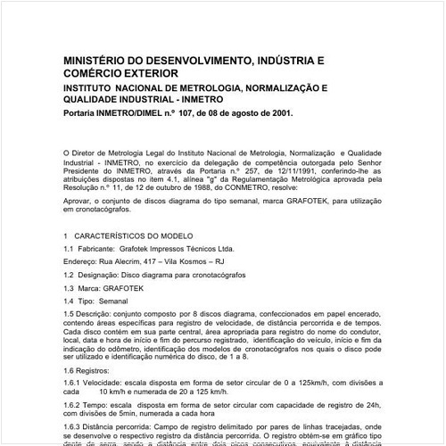 Portaria DIMEL/INMETRO 107:2001 - Situação: Revisto