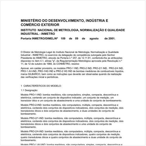 Portaria DIMEL/INMETRO 109:2001 - Situação: Revisto