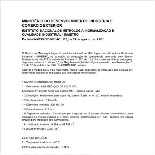 Portaria DIMEL/INMETRO 113:2001 - Situação: Revogado