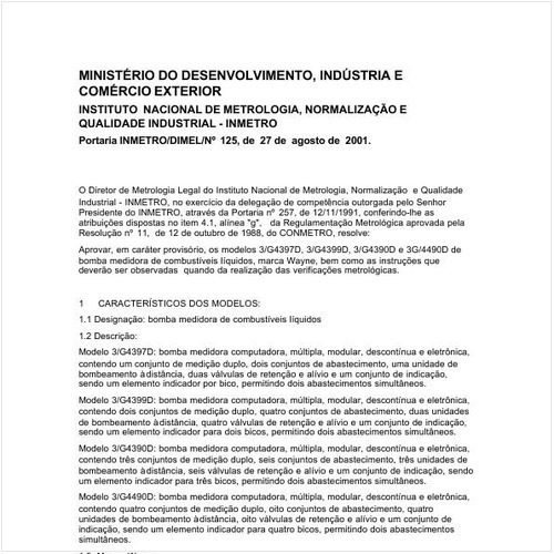 Portaria DIMEL/INMETRO 125:2001 - Situação: Revisto