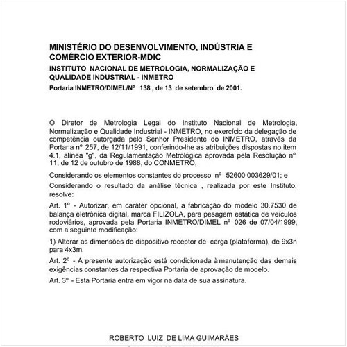 Portaria DIMEL/INMETRO 138:2001 - Situação: Revisto