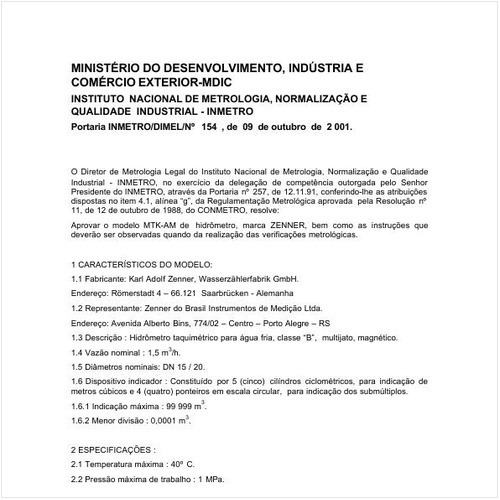 Portaria DIMEL/INMETRO 154:2001 - Situação: Revisto