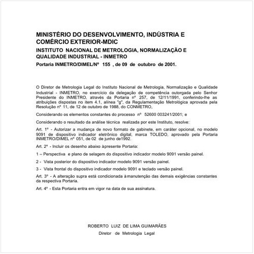 Portaria DIMEL/INMETRO 155:2001 - Situação: Revisto