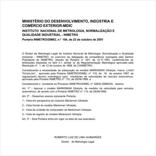 Portaria DIMEL/INMETRO 164:2001 - Situação: Em vigor