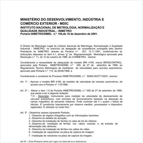 Portaria DIMEL/INMETRO 194:2001 - Situação: Revisto
