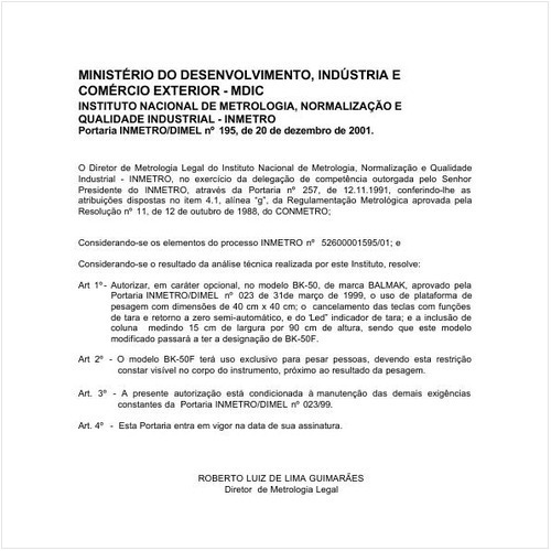 Portaria DIMEL/INMETRO 195:2001 - Situação: Revisto