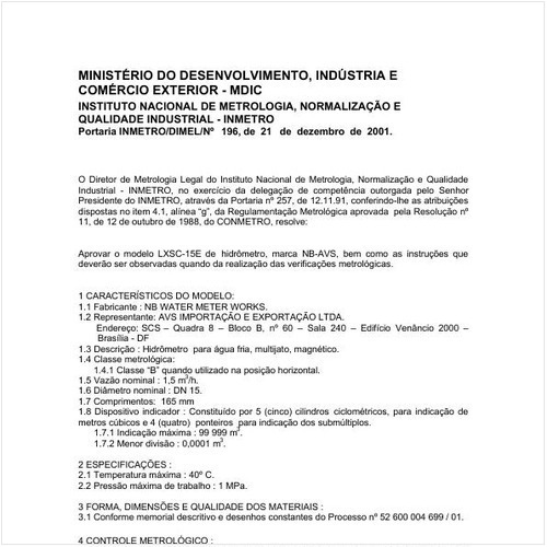 Portaria DIMEL/INMETRO 196:2001 - Situação: Revogado