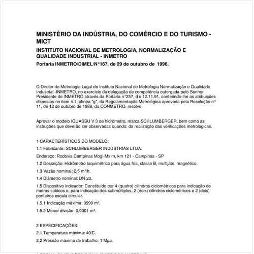 Portaria DIMEL/INMETRO 167:1996 - Situação: Revisto