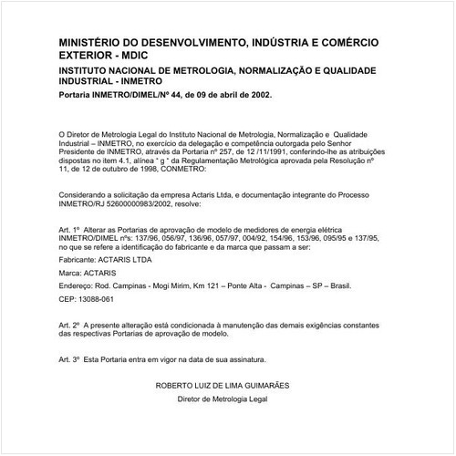 Portaria DIMEL/INMETRO 44:2002 - Situação: Revisto