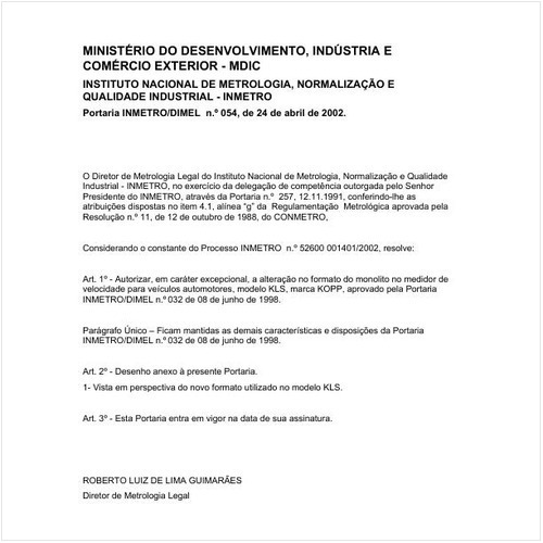 Portaria DIMEL/INMETRO 54:2002 - Situação: Em vigor