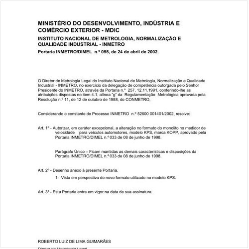 Portaria DIMEL/INMETRO 55:2002 - Situação: Em vigor